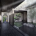 Traditional Chinese Garden Landscape With Pond Lotus Leaves And Pavilion Reflections