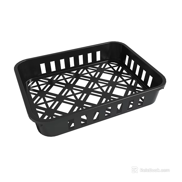 Black Plastic Tray With Grid Openwork Design For Home Storage Organization 3d model 