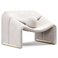 Modern Brown Velvet Leisure Chair with Curved Design Round Pillow and Light Legs