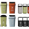 Public Facilities Colorful Trash Bins for Waste Sorting with Recycling Signs