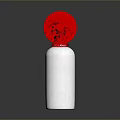 Red Horn Shaped Computer Speaker With White Body For Desktop Audio Use 3d model