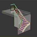 Spiral Staircase Architectural Model With Steps Handrail And Clear Structure
