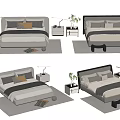 Modern Double Bed Design With Bedside Tables Decorative Pillows And Soft Linens 3d model