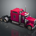 Red Heavy Duty Truck With Cab Exhaust Pipes And Shiny Wheels