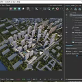 Aerial View Planning of Modern Urban High Rise Buildings with Roads and Green Spaces