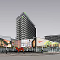 Modern Office Building Complex With Green Landscaping And Open Plaza Areas