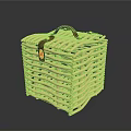 Woven Wicker Basket With Leather Handle And Metal Buckle For Household Storage