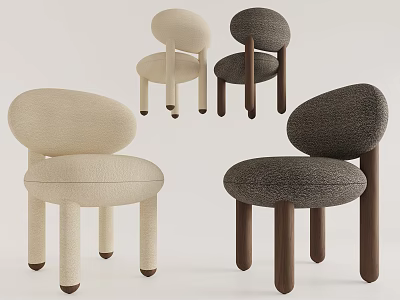 Modern Minimalist Children's Chairs In Beige And Dark Gray With Upholstered Seats And Wooden Legs 3d model