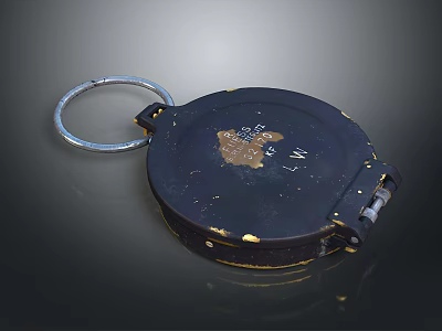 Vintage Black Tape Measure With Metal Ring And Measurement Markings 3d model