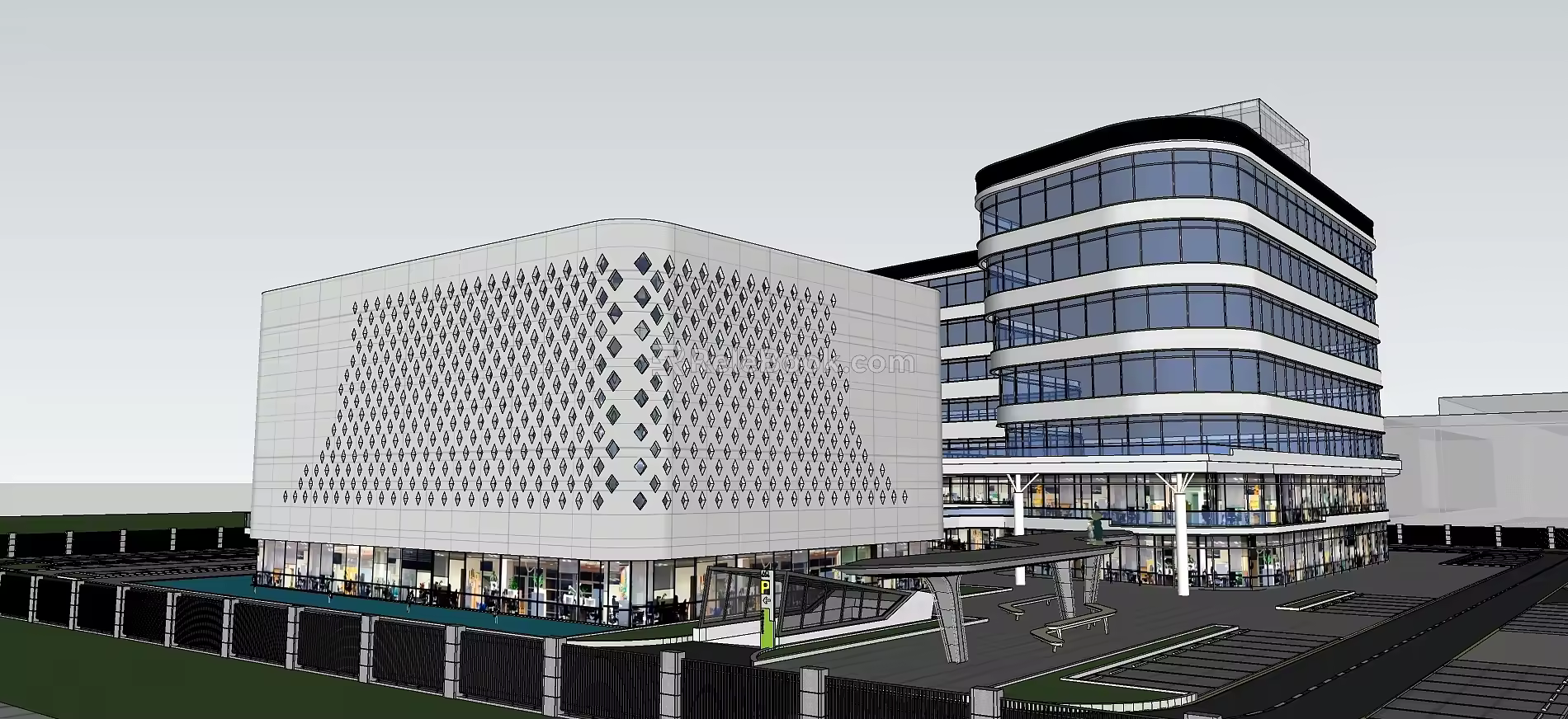 Modern office building office plot 3d model