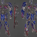 Intelligent Robot With Detailed Mechanical Structure Blue Red Armor And Bow Weapon