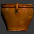 Traditional Handcrafted Clay Pot With Two Handles And Yellowish Brown Glaze