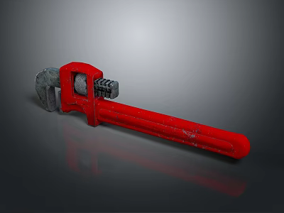 Red Metal Adjustable Pipe Wrench Professional Industrial Heavy Duty Repair Hardware Tool 3d model