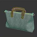 Modern Textured Fabric Handbag With Grey Handles And Square Accents