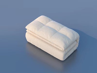 White Folded Stitched Soft Cushion on Blue Simple Background Surface 3d model