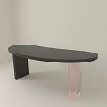 Sleek Modern Office Desk Featuring Oval Black Tabletop And Rose Gold Legs
