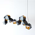 Modern Creative Geometric Pendant Light With Black Frames And Gold Interior Shades 3d model