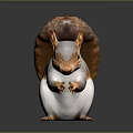 White and Brown Squirrel with Fluffy Tail Standing on Black Background
