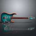 Blue Green Gradient Electric Guitar With Orange Edge And Modern Design