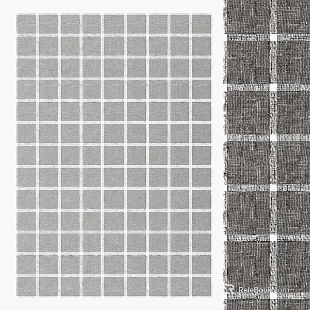 Square Rug With Modern Geometric Grid Pattern In Gray And Dark Color Tones 3d model 