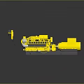 Yellow Industrial Mechanical Equipment Featuring Engine Block Pipes And Stable Mounting Base 3d model