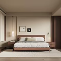Modern Bedroom Interior Design With Wooden Bed Nightstands Wall Art White Wardrobe And Blinds