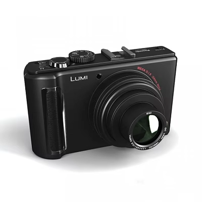 LUMI Black Digital Camera With Compact Body And High Quality Control Dial Lens 3d model