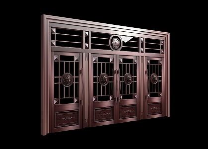 Imitation copper door court gate 3d model