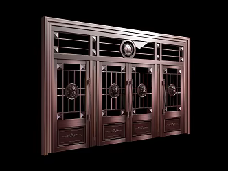 Imitation copper door court gate 3d model