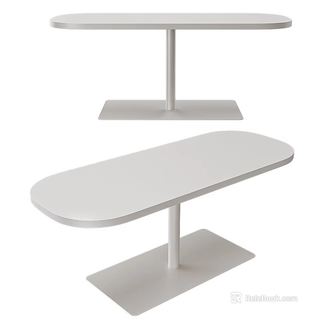 Modern Minimalist White Side Table With Sleek Oval Top And Stable Base Design 3d model