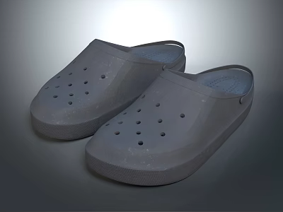 Gray Perforated Clogs Shoes Featuring Simple Design Breathable Holes And Rubber Sole 3d model