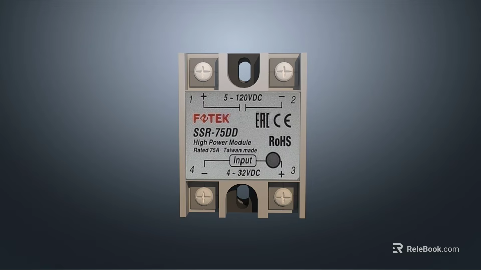 FOTEK SSR 75DD Solid State Relay High Power Module CE RoHS Certified 3d model 
