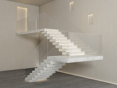 Modern Stair Glass Handrail model