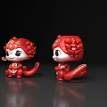 Two Piece Cute Red Dragon Decorative Ornament Set With Golden Accents For Home Decor