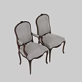 Classic Style Wooden Carved Chair With Light Fabric Upholstery Armrest And Ornate Legs