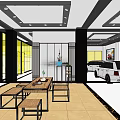 Lincoln 4S Dealership Showroom Featuring Orange Sports Car Reception Desk And Glass Walls