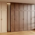 Modern Wooden Wardrobes In Light And Dark Tones For Bedroom With Wooden Floor And Window