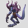Game Movie Fantasy Monster Character With Purple Tentacles And Sharp Claws