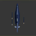 Blue Streamlined Futuristic Vehicle With Two Illuminated Blue Rods On Dark Background