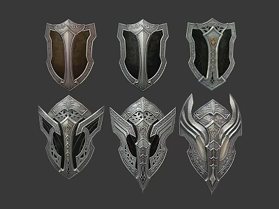 Six Different Intricately Designed Shields With Unique Patterns And Details 3d model