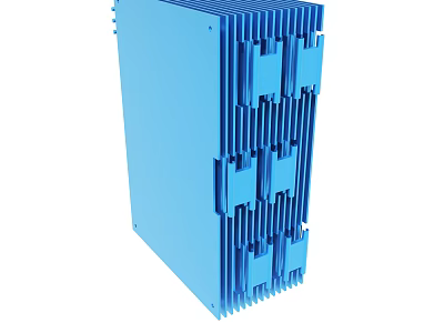 Blue Aluminum Heat Sink With Fins For Electronic Cooling Systems 3d model