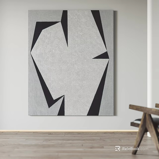 Abstract Geometric Wall Art With Gray Black Patterns In Modern Room Interior 3d model