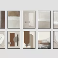 Abstract Wall Art With Neutral Tones Geometric Shapes And Textured Frames 3d model