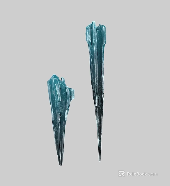 Blue Icicle Structures With Transparent Sharp Edges And Vertical Frosty Design 3d model 