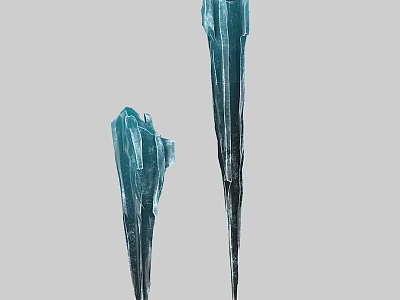 Blue Icicle Structures With Transparent Sharp Edges And Vertical Frosty Design 3d model