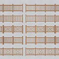 Wooden Fence Designs With Various Railing Patterns And Lattice Panel Styles 3d model