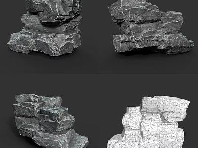 Natural Rock Formations With Stacked Stones From Various Angles And Textured Surfaces 3d model