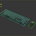 Blue Computer Keyboard And Silver Mouse Set With Sleek Design For Desktop Use 3d model