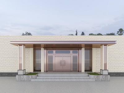 New Chinese Style Gate Villa Bronze Gate Club Gate Office Building Gate 3d model