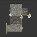 Decorative Scene Structure With Stone Slab Floor Wooden Steps And Light Fixtures